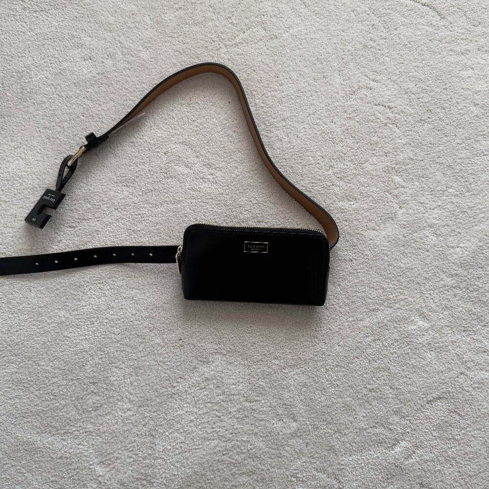 Black Faux Leather Kate Spade Fanny Pack/Cross Body Bag